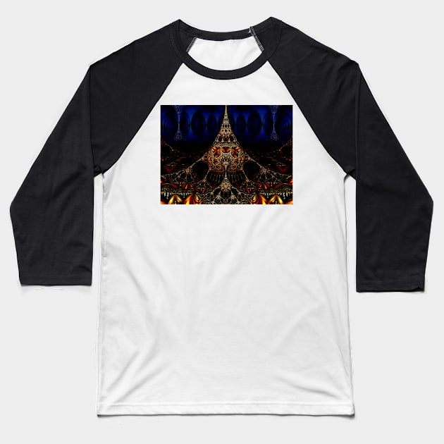 Fractal Art Deco Stalagmite Baseball T-Shirt by sciencenotes